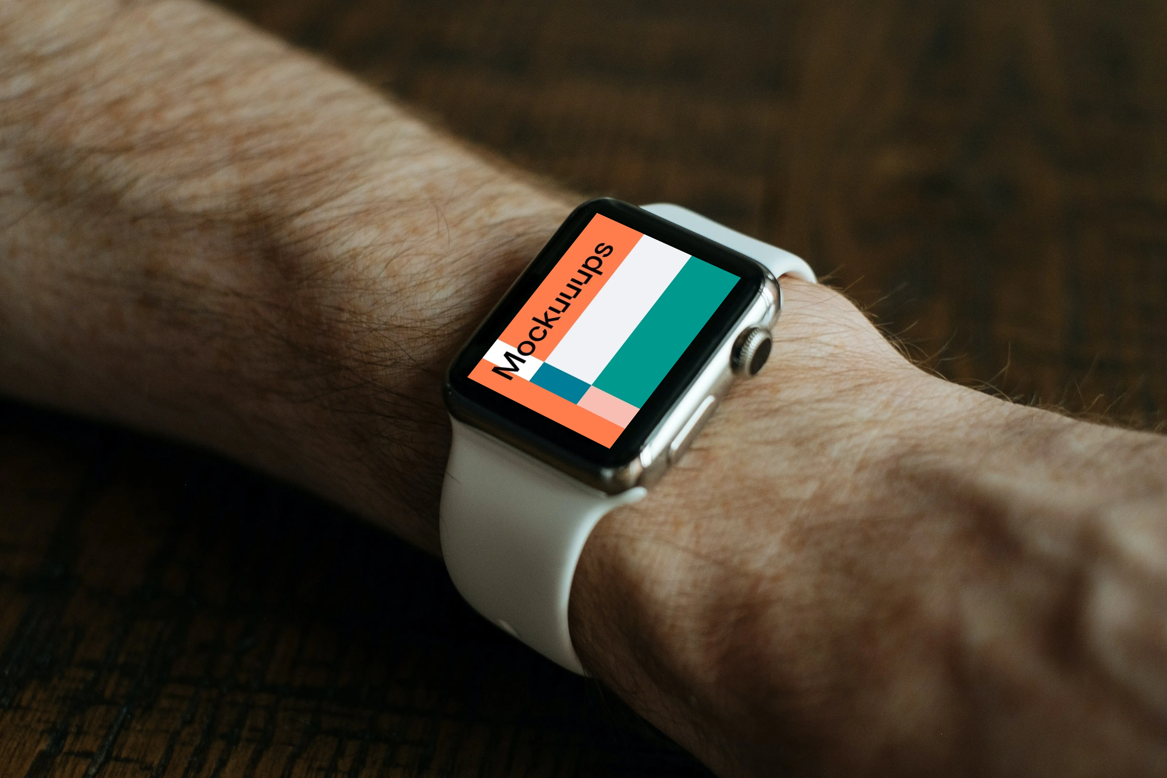 Apple Watch mockup with white band mockup