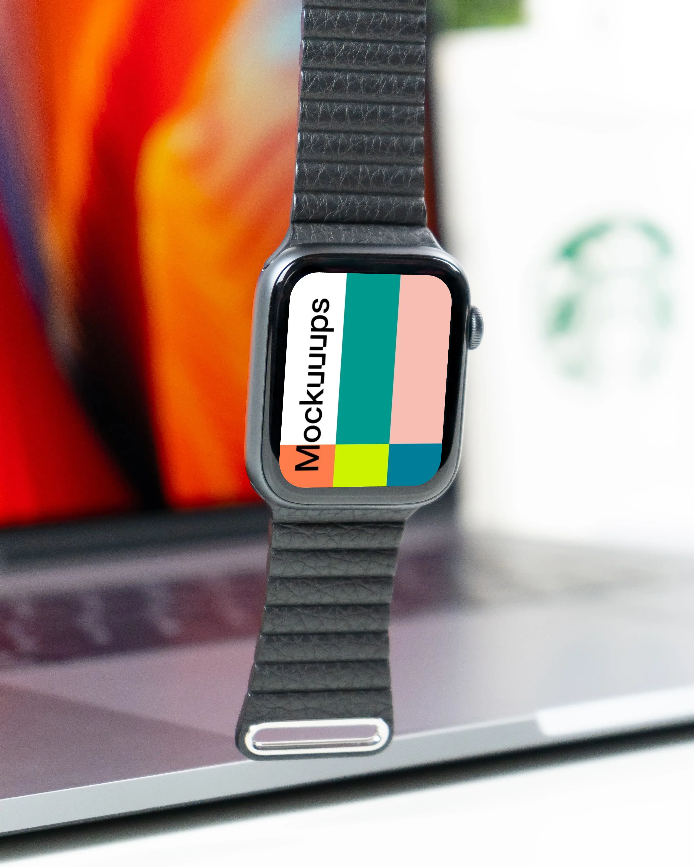 Apple Watch mockup ahead of MacBook mockup