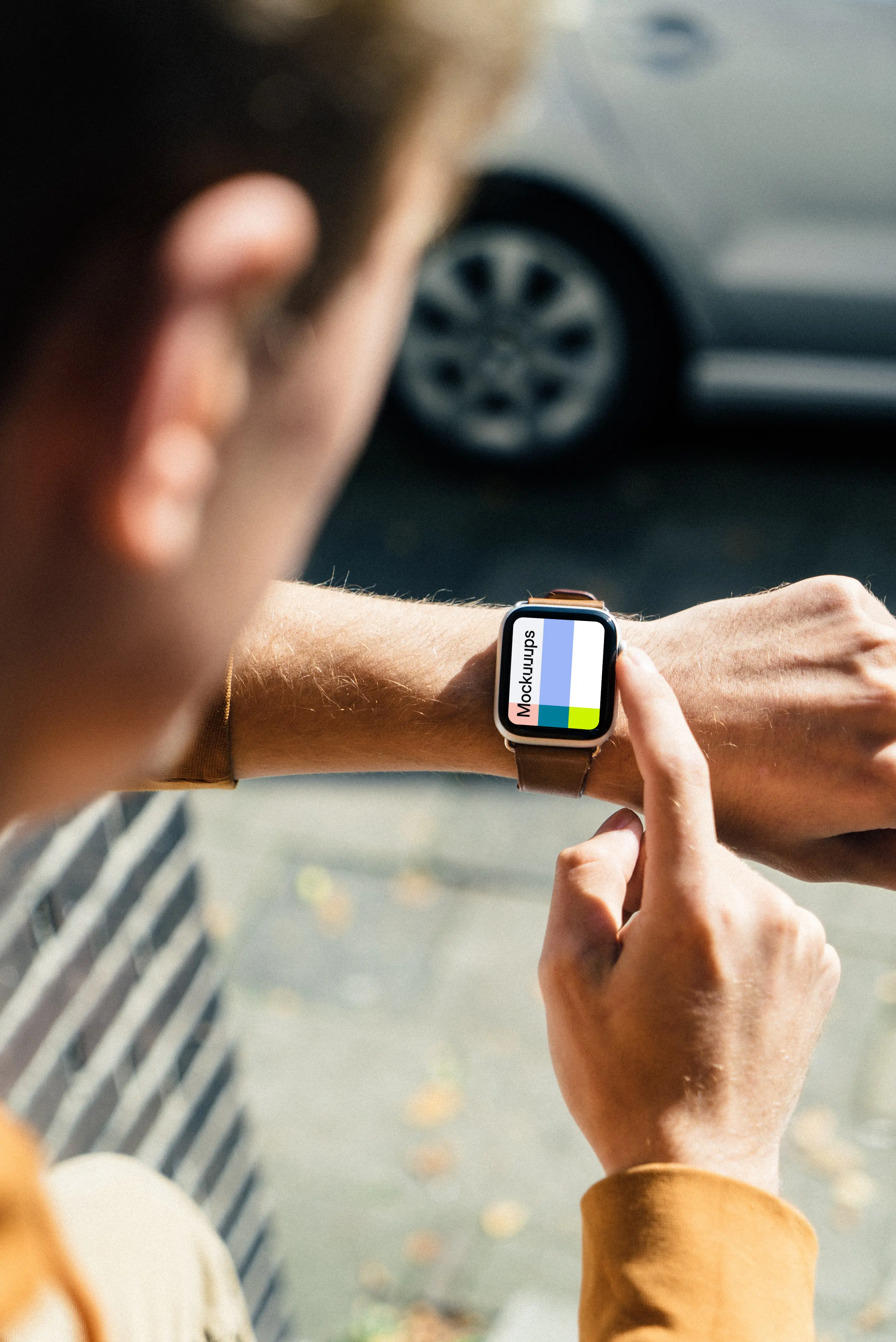 Reading messages on Apple Watch mockup mockup