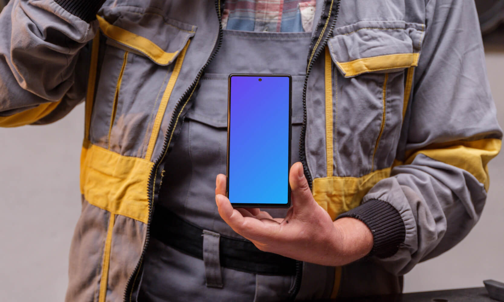 Worker with Google Pixel mockup