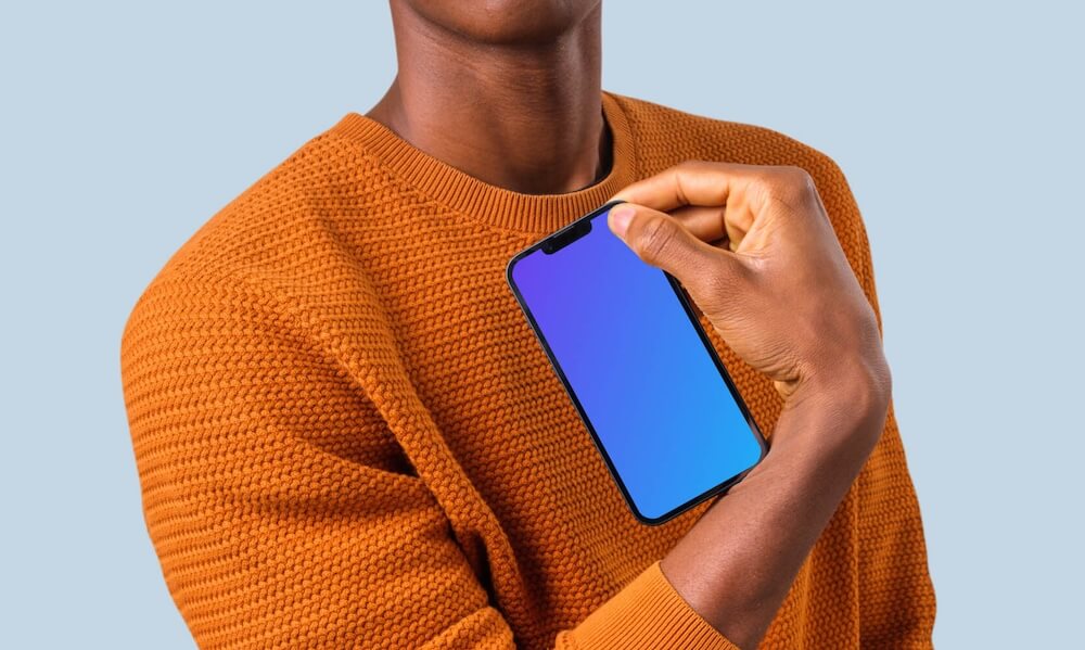 Man holding iPhone mockup