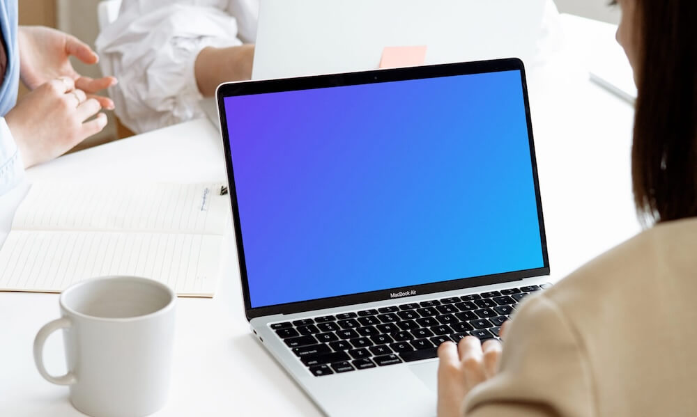 MacBook mockup on the table
