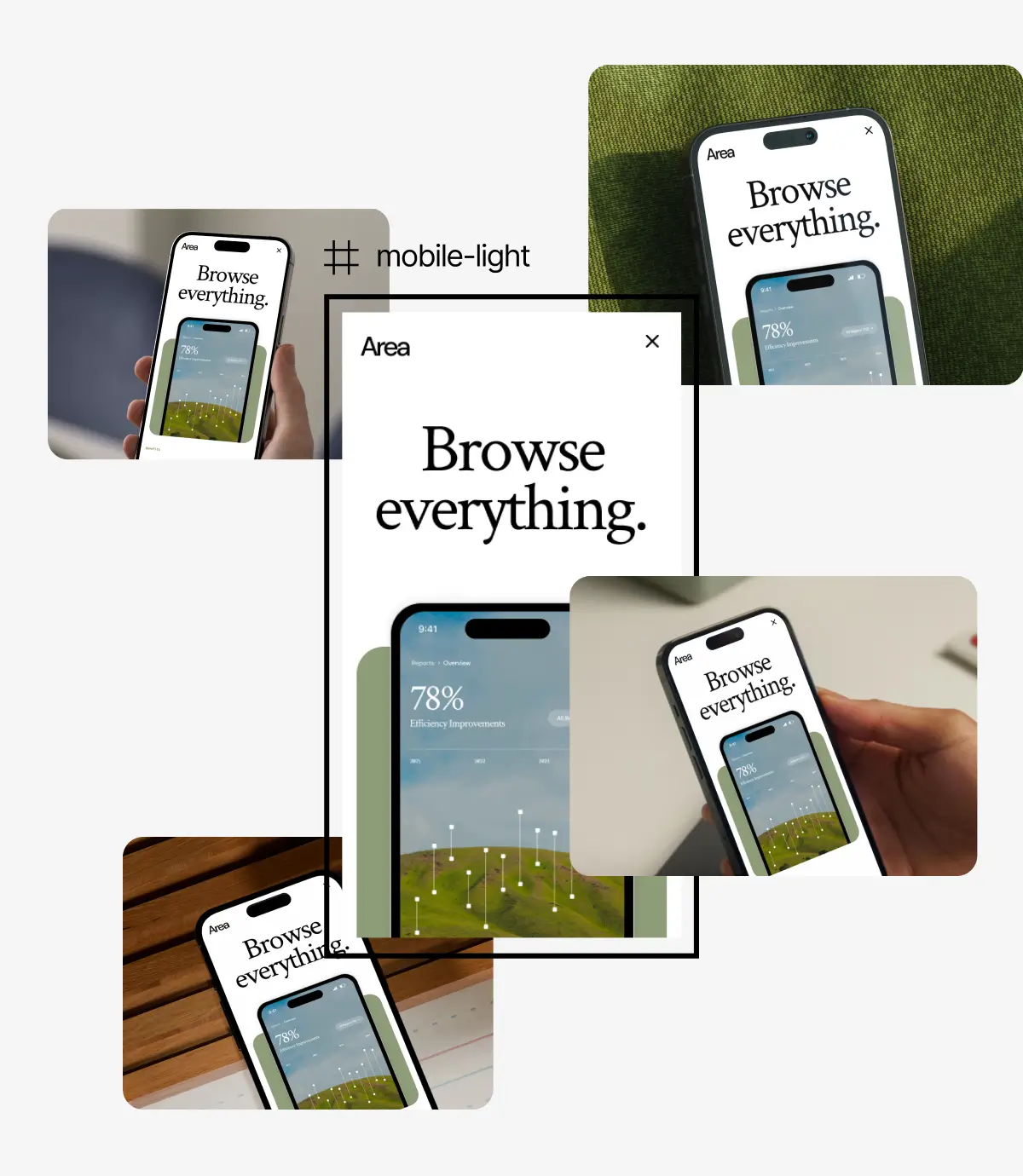 Frontify asset picker with design automatically applied to mockup grid