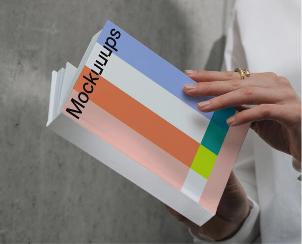 Book mockup with cover design exported from Frontify app